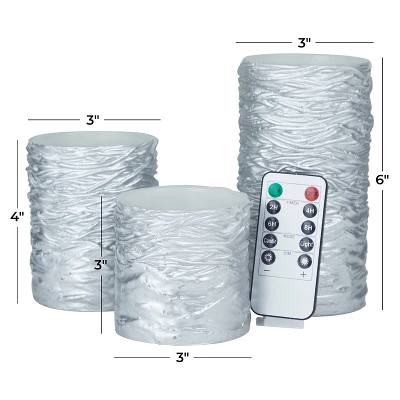 Silver Traditional Flameless Candle Set