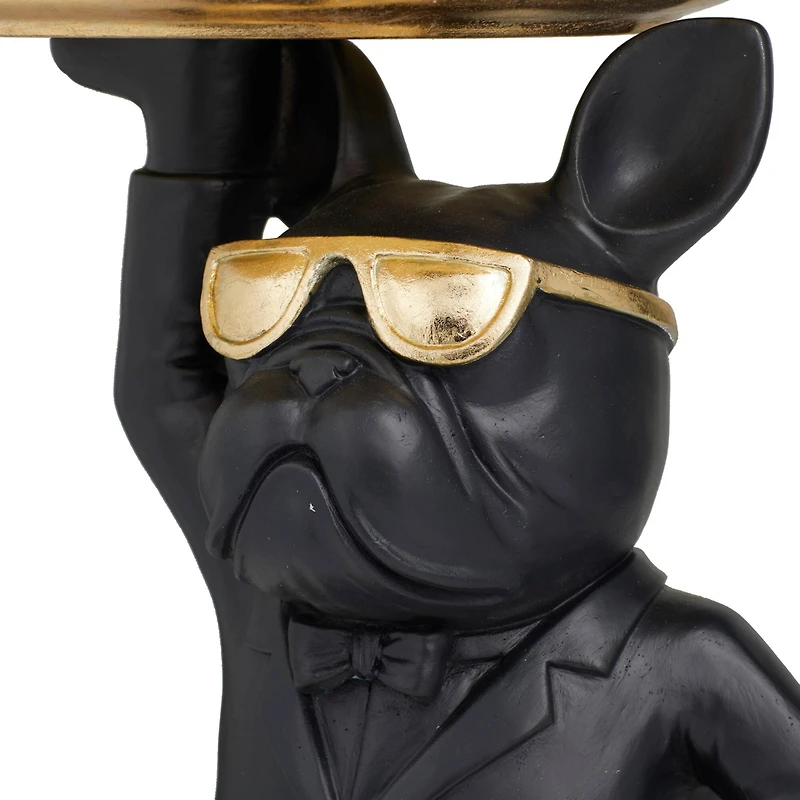 Black Polystone Traditional Sculpture, 14" x 15" x 14"