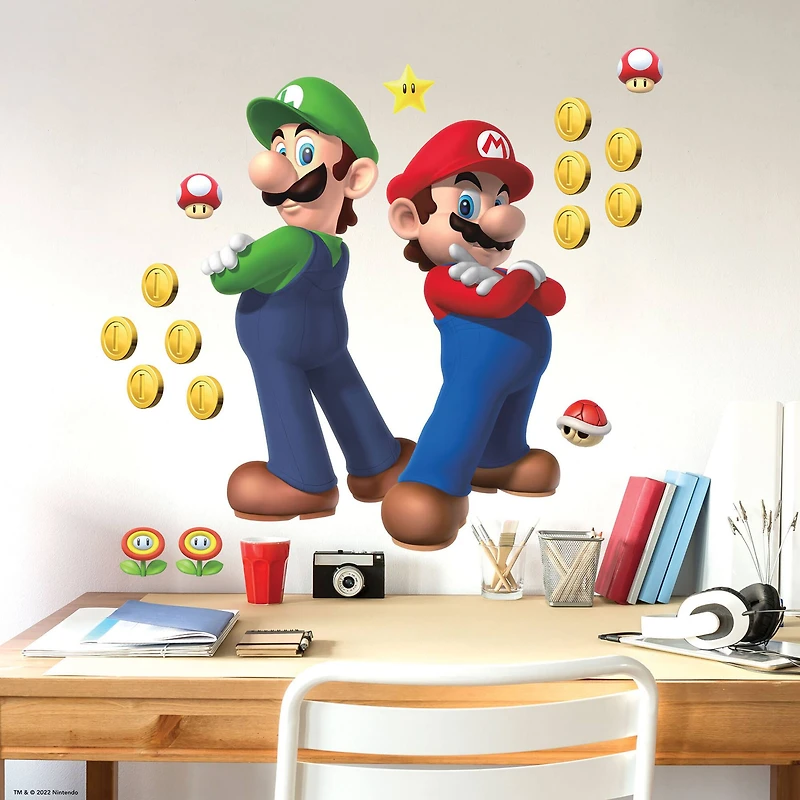 RoomMates Super Mario Luigi & Mario Giant Peel & Stick Wall Decals