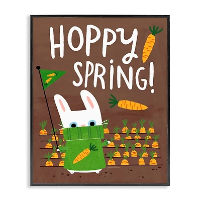 Stupell Industries Happy Spring Bunny & Carrots Framed Giclee Art