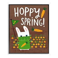 Stupell Industries Happy Spring Bunny & Carrots Framed Giclee Art
