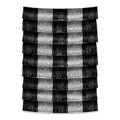 Beistle Black and Silver Metallic Fringe Garland Backdrop