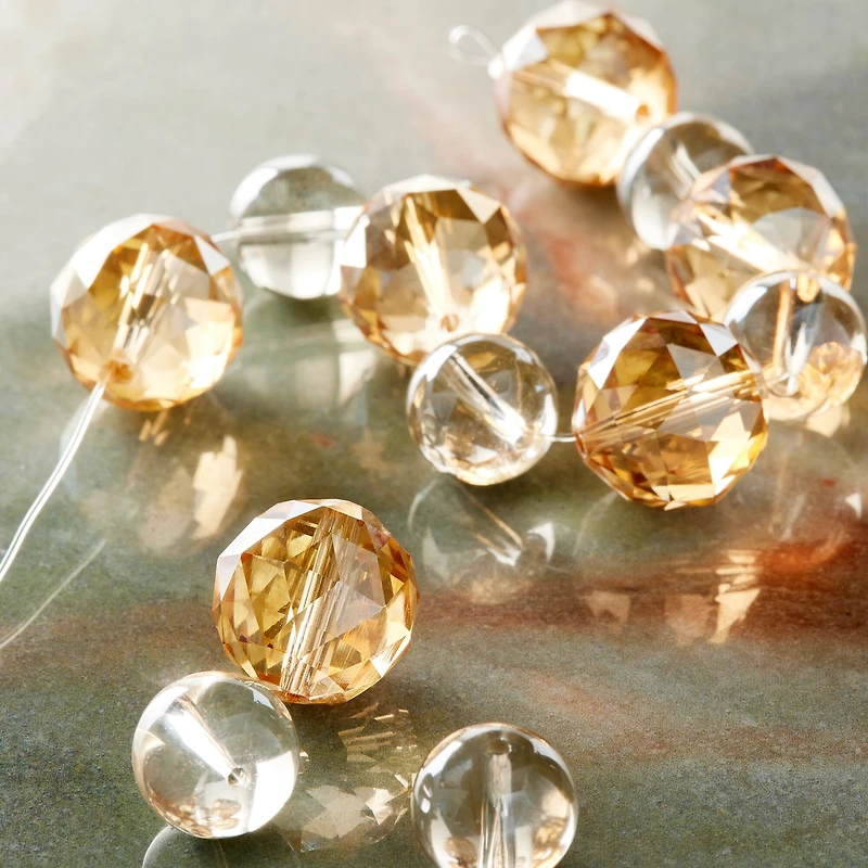 Amber Mix Large Glass Faceted Round Beads by Bead Landing™