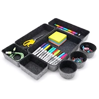 Welaxy 8 Piece Felt Round Cups & Trays Drawer Organizer Set