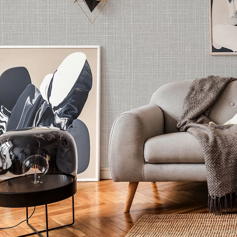 Simplify Gray Linen Adhesive Wallpaper
