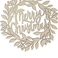 8" Natural "Merry Christmas" Wooden Wreath Ornament