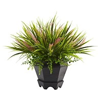 17" Grass Arrangement in Black Planter