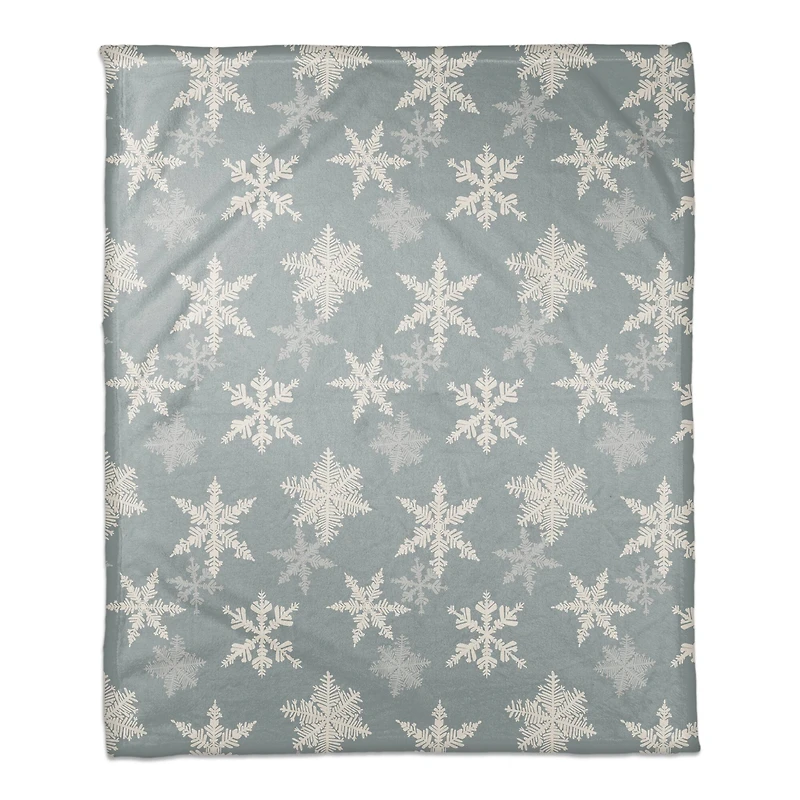 Blue Snowflake Pattern 50" x 60" Coral Fleece Blanket