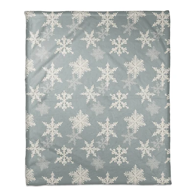 Blue Snowflake Pattern 50" x 60" Coral Fleece Blanket