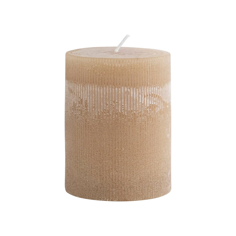 Hello Honey® 4" x 4" Linen Unscented Pleated Pillar Candle