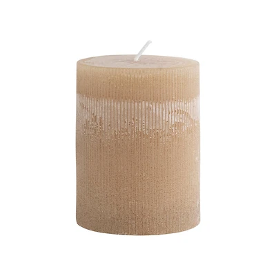 Hello Honey® 4" x 4" Linen Unscented Pleated Pillar Candle