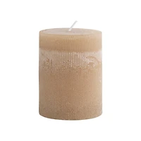 Hello Honey® 4" x 4" Linen Unscented Pleated Pillar Candle