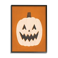 Stupell Industries Happy Jack-o-Lantern Halloween Pumpkin Framed Giclee Art