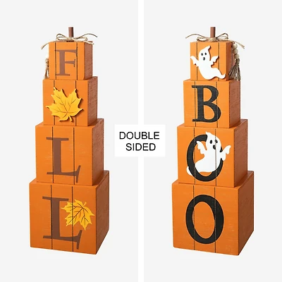 Glitzhome® 25.5" Double-Sided Wood Fall & Halloween Porch Décor