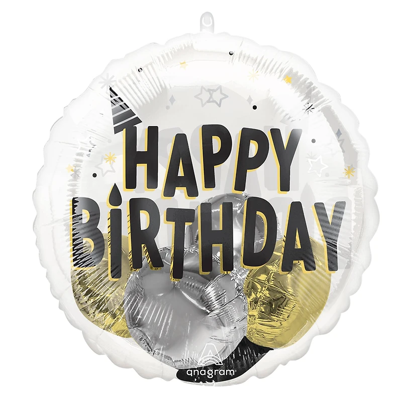 20" Black, Silver and Gold Birthday Party Insider Balloon