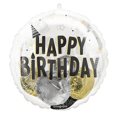20" Black, Silver and Gold Birthday Party Insider Balloon