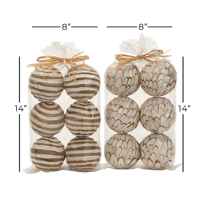 4" Natural Dried Floral Sola Ball Vase Filler Set