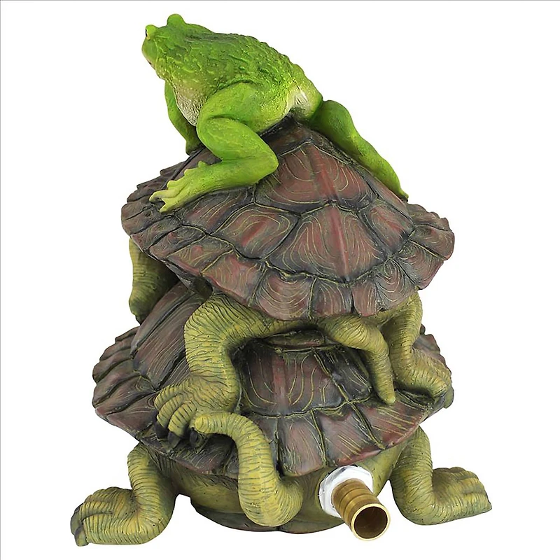 Design Toscano Along for the Ride Frog & Turtles Spitter Piped Statue