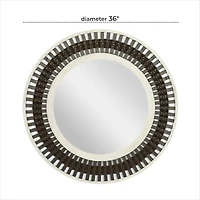 36" Brown Wood Contemporary Round Wall Mirror