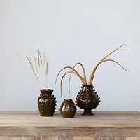 Hello Honey® 7" Brown Terra Cotta Vase with Hobnails