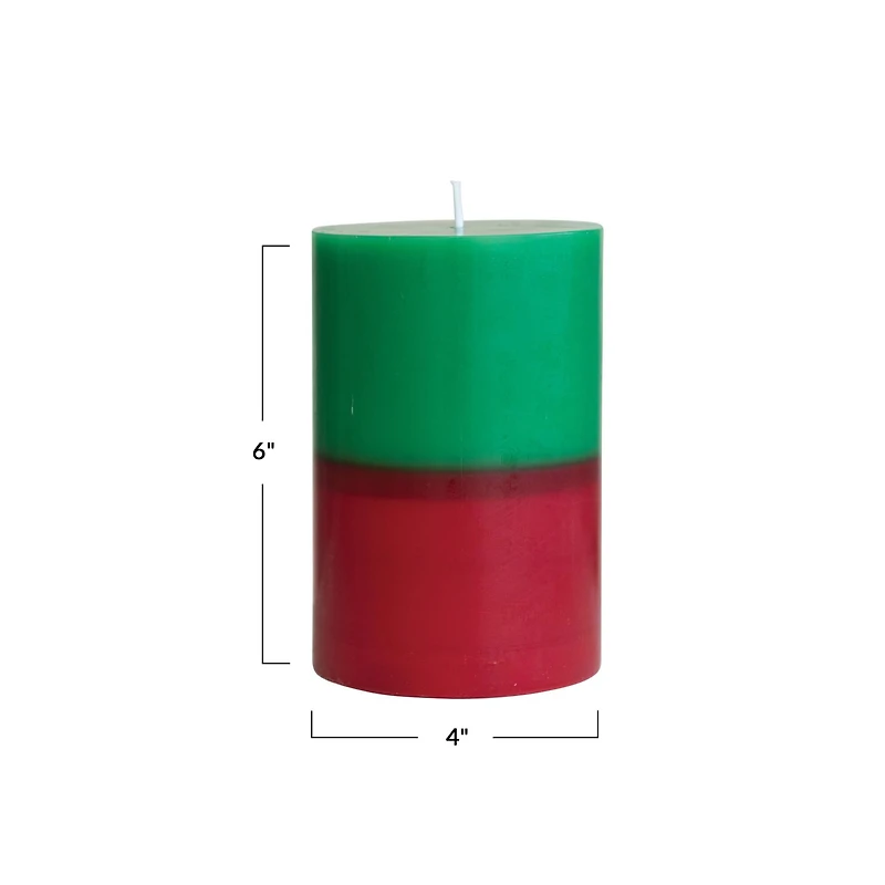 Hello Honey® 6" Green & Red Unscented Pillar Candle