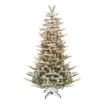 7.5ft. Pre-Lit Flocked Aspen Fir Artificial Tree, Warm White LED Lights