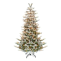 7.5ft. Pre-Lit Flocked Aspen Fir Artificial Tree, Warm White LED Lights