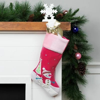 20.5" Embroidered Ice Skating Snowman & Christmas Tree Stocking