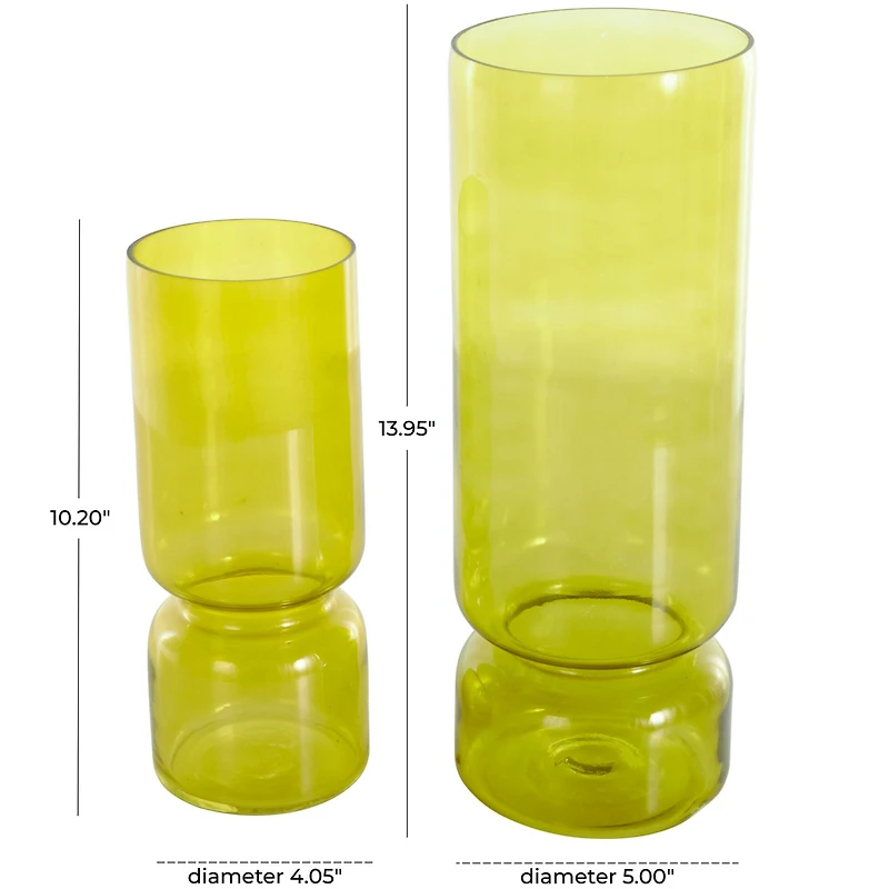 Green Modern Round Glass Vase Set