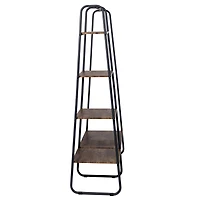 Honey Can Do Black/Natural Freestanding Metal Clothing Rack with Wood Shelves