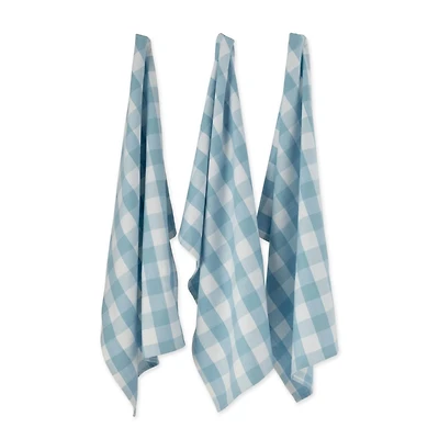 DII® Light Blue Buffalo Check Dishtowel, 3ct.