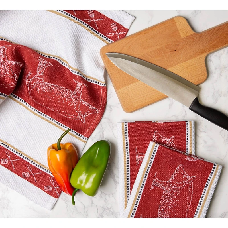 DII® Pig Jacquard Dishtowel, 3ct.