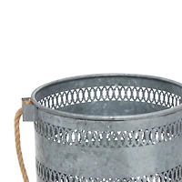 Gray Metal Coastal Lantern Set