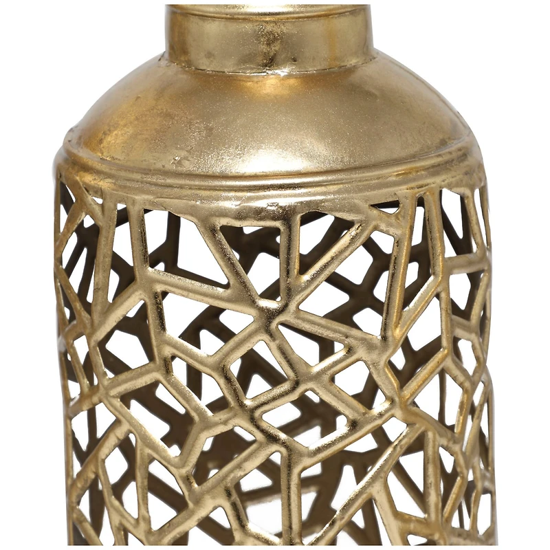 Novogratz Gold Metal Abstract Patterned Vase with Open Frame Design Set