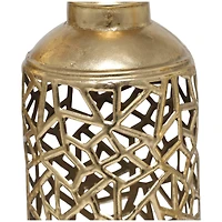 Novogratz Gold Metal Abstract Patterned Vase with Open Frame Design Set