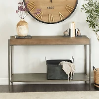49" Brown Metal Industrial Console Table