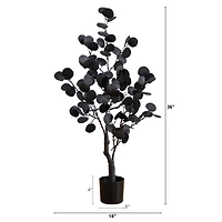 3ft. Pre-Lit Artificial Halloween Black Eucalyptus Tree with 80 Orange & Purple LED Lights