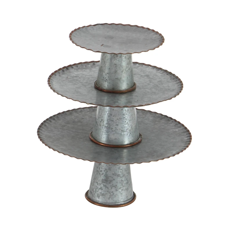 Gray Metal Farmhouse Cake Stand Set