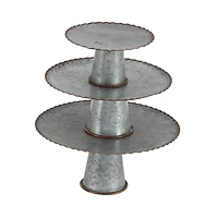 Gray Metal Farmhouse Cake Stand Set