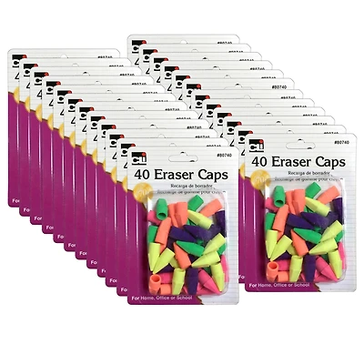 Charles Leonard Pencil Eraser Caps, 24 Packs of 40