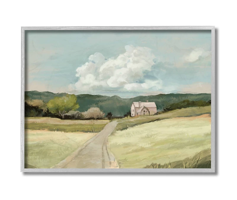 Stupell Industries Road Leading Home in Countryside Gray Framed Wall Art