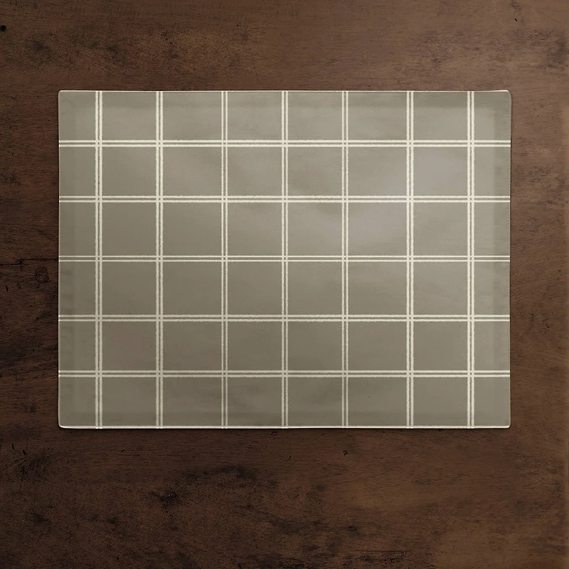 Taupe & White Check Cotton Twill Placemat