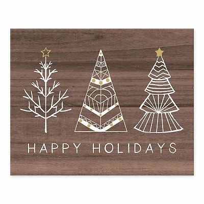 Happy Holidays Doodle Trees On Wood Tabletop Canvas