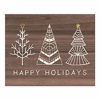 Happy Holidays Doodle Trees On Wood Tabletop Canvas