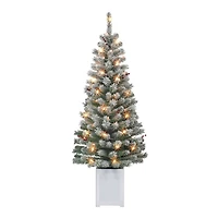 2 Pack 5ft. Pre-Lit Western Spruce Artificial Christmas Tree in Pot, Clear Incandescent Lights