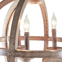 Gold Wood Rustic Caged Chandelier , 28" x 21" x 21"