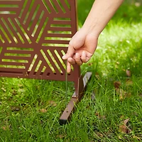 Glitzhome® 6ft. Brown Galvanized Steel Geometric Pattern Privacy Screen Fence Panel & Room Divider