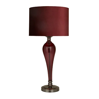 Red Velvet Glam Table Lamp, 27" x 13" x 13"