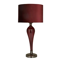 Red Velvet Glam Table Lamp, 27" x 13" x 13"