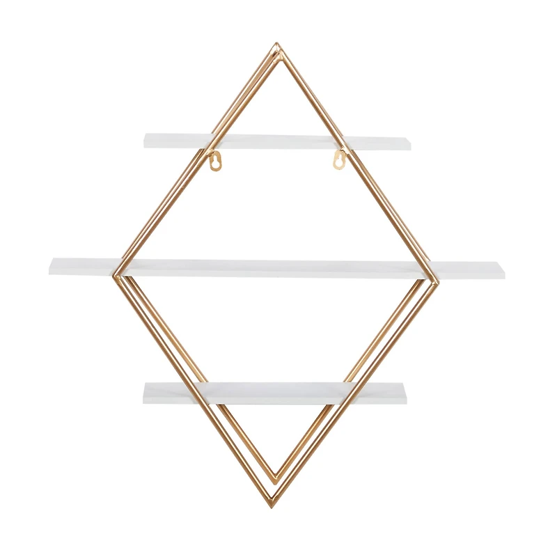 20" Gold Wood Glam Wall Shelf Set